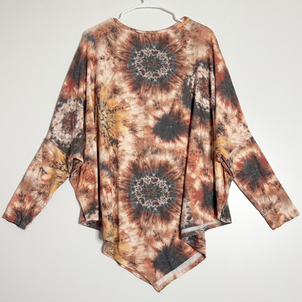 STARK x tie dye asymmetrical knit tunic sweater